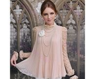 Lovely Chiffon Blouse with Lace Sleeves