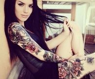 Girl with Arm and Leg Tattoos