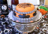 Spider bat halloween cake