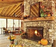 Brick Fireplace Decorated for fall