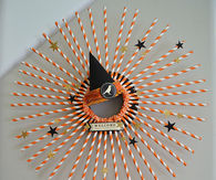 Halloween straw wreath and halloween plate wall