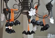 Halloween egg carton bats and leaf ghosts
