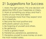 21 suggestions for success