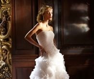 Strapless Organza Ruffled Wedding Gown