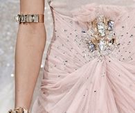Soft Pink Gathered Chiffon Dress with Bling