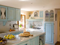 Pretty Blue Country Kitchen