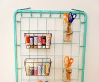 Repurposed bed spring craft storage