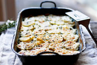 Parsnip Gratin with gruyere and thyme
