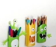 DIY Shampoo Bottle Monster Pencil Holder