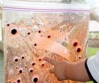 Toddler sensory bag with slimy eyes