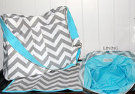 White chevron diaper bag and changing pad