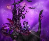 Cat in Goth Wtch Hat by Carol Cavalaris