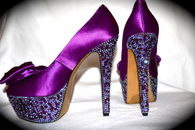 Pretty Purple Glitter Pumps with Bows