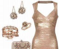 Gold Mesh Dress and Accessories