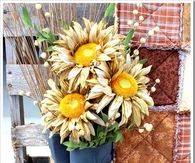 Rubber Boots as Vase for Dried Sunflowers
