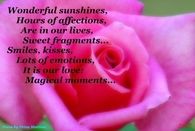 Wonderful sunshines, hours of affection are in our lives...