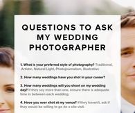 Questions To Ask Your Wedding Photographer