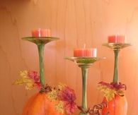 Wine Glasses Painted & Used as Fall Candleholders
