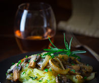 Spaghetti squash with mushroom rosemary sauce