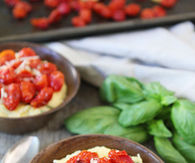 Creamy basil polenta with roasted tomatoes