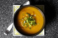 Carrot soup with miso and sesame