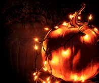 Pumpkin wrapped in lights