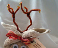 Finished flannel reindeer with tag