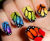 Colorful butterfly nails