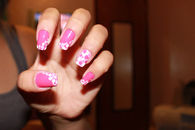 Pink bubble polkadot nail art