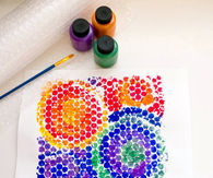 Colorful bubble wrap painting