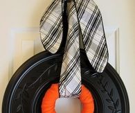 Simple black white and orange wreath