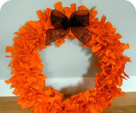 Halloween burlap rag wreath