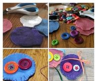 Felt and button skull brooches