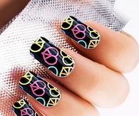 Colorful black peace nails