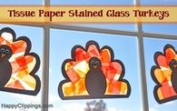 DIY Tissue Paper Stained Glass Turkeys