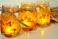 Autumn leaf, mason jar candle holder