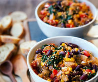 Vegetarian Quinoa Chili with kale and red beans