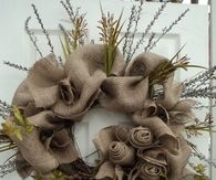 Autumn Wreath made with Burlap, Dried Flowers & Berries