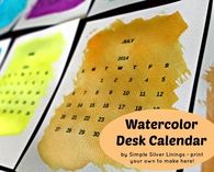 Watercolor desk calendar