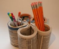 Recycled phone book into pen organizer