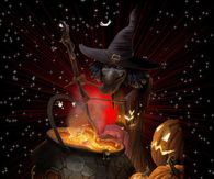 Scary Witch Stirring Brew