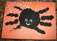 Hand print spider halloween card