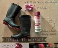 DIY Glitter Rain Boots