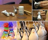 Light Bulb Penguin Ornaments