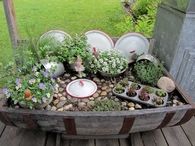 Fairy Garden Using Vintage Kitchen Items