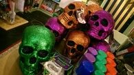 Colorful glitter skulls