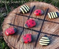 Tree Stump Tic Tac Toe With Painted Rocks