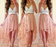 Mini skirt and bra shirt