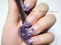 Purple glitter nail art