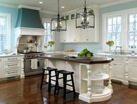 Gorgeous White Kitchen with Light Blue Walls